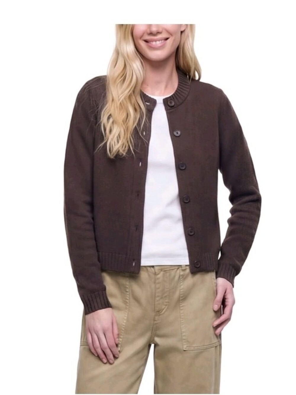 (6) Gap  Button-Front Cropped Cardigan